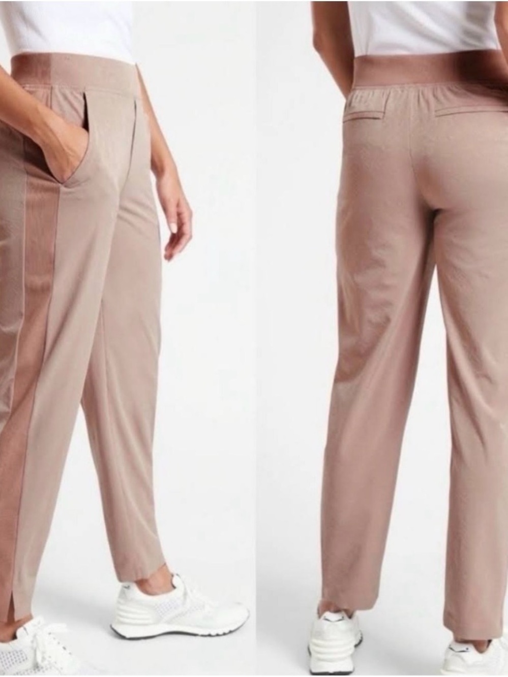Athleta Brooklyn Textured Ankle Pant Cropped in Dusty Rose Sz 0